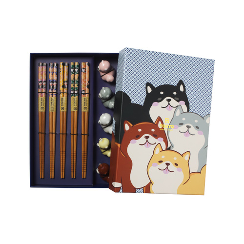 Tokyo Design Studio Shiba Dog 10 Piece Chopsticks with Rest Gift Set