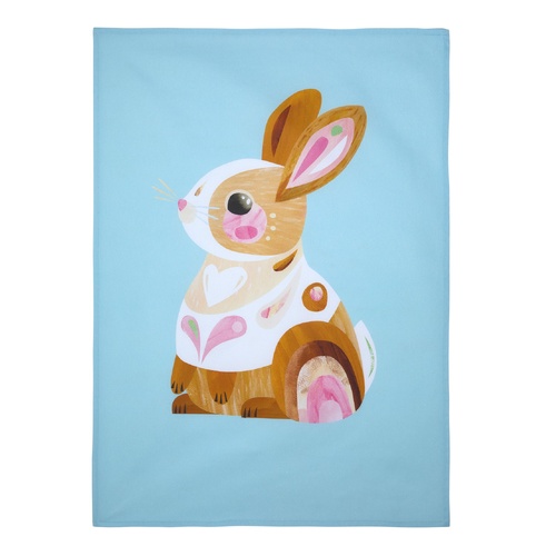 Pete Cromer Barn Friends Blue Bunny Cotton Tea Towel