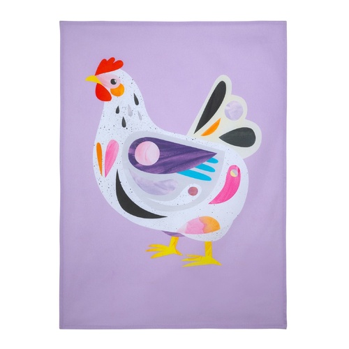 Pete Cromer Barn Friends Purple Chook Cotton Tea Towel