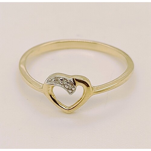 9 Carat and Diamond Set Heart Ring AUS Size P