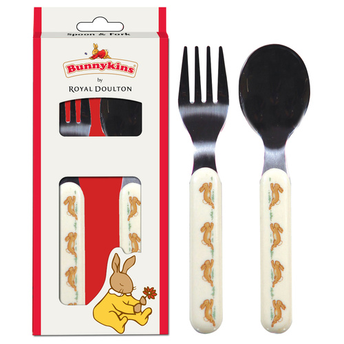 Royal Doulton Bunnykins Playing (Original Rabbit Design) Spoon and Fork Cutlery Set