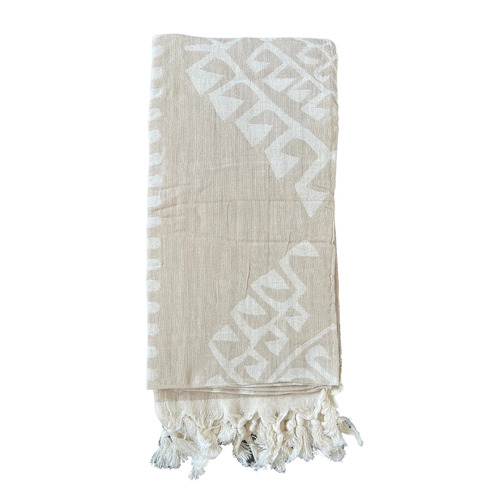 Beige Cotton Aztec Turkish Towel