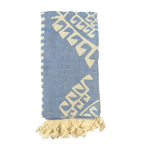 Blue Cotton Aztec Turkish Towel