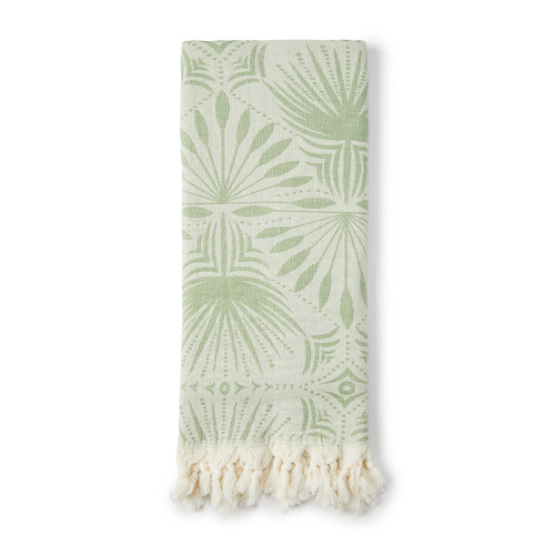 Olive Cotton Palm Frond Turkish Towel