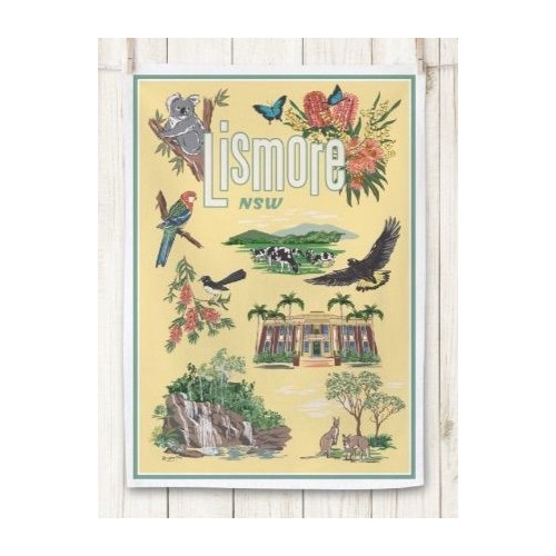 50s Vintage Dame Tea Towel - Yellow Lismore NSW