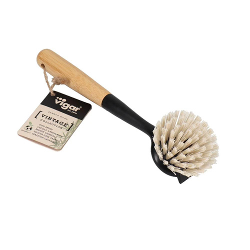 Vigar Vintage Bamboo Round Dish Brush