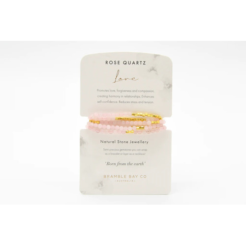 Natural Stone Collection Rose Quartz Wrap Bracelet/Necklace