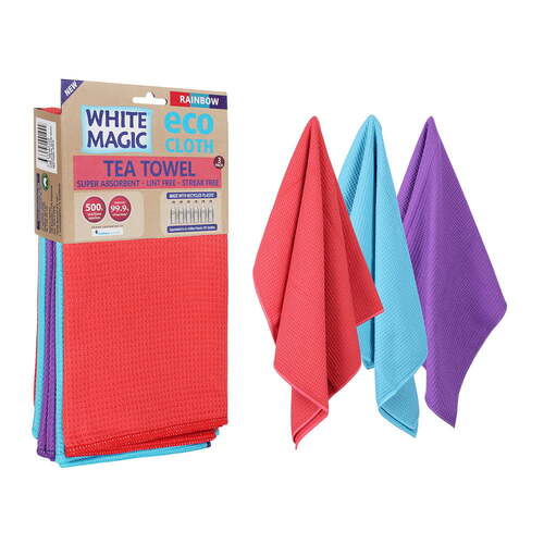 White Magic 3 Pack Rainbow Tea Towels