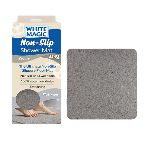 White Magic Platinum Square Non-Slip Shower Mat