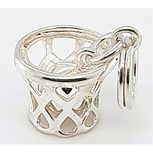 Sterling Silver Netball Hoop and Ball Charm/Pendant