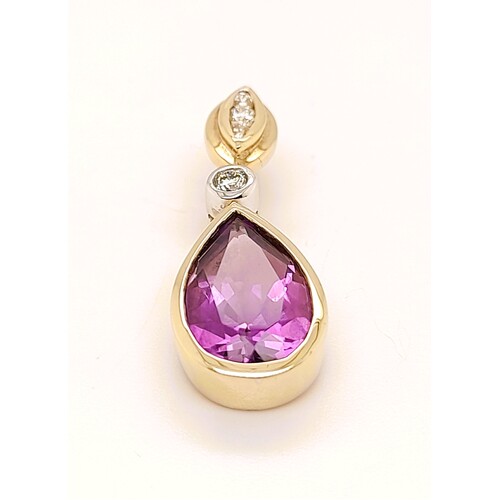 9 Carat Yellow Gold Amethyst and Diamond Set Enhancer Pendant