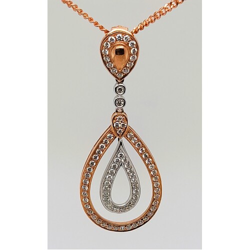 9 Carat Rose and White Gold Diamond Set Double Oval Enhancer Pendant